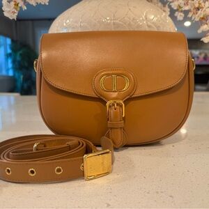 Dior Brown Leather Crossbody Bag with Gold Accents